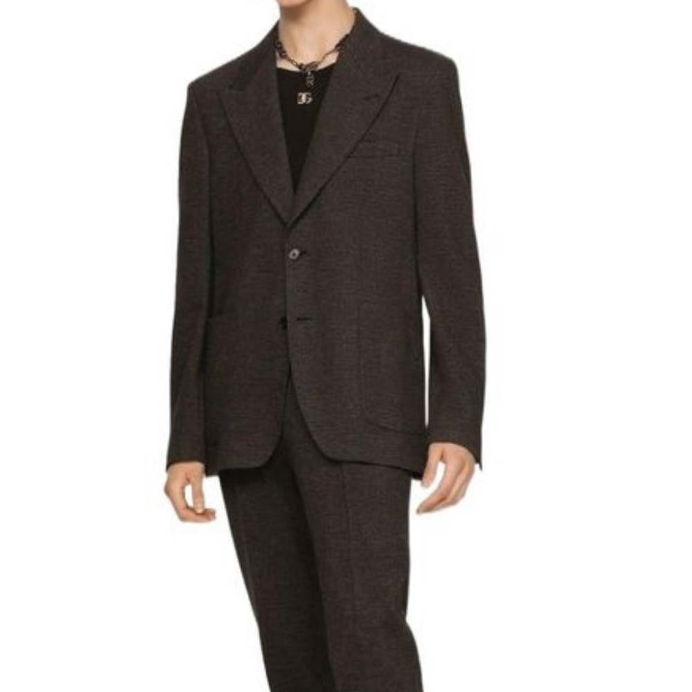 Dolce & Gabbana Men's Black Check-knit Blazer